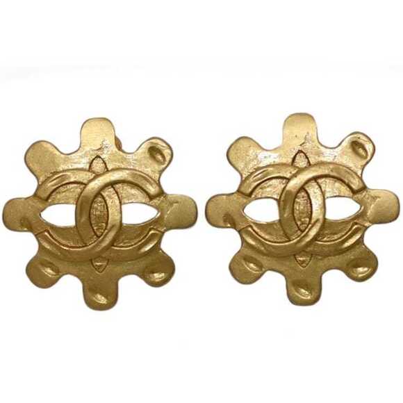 CHANEL Gold Logo Earrings